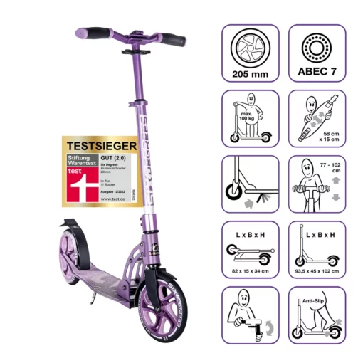 Six Degrees Aluminium Scooter 205 mm - Lila