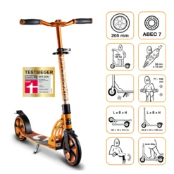 Six Degrees Aluminium Scooter 205 mm - Orange