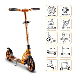 Six Degrees Aluminium Scooter 205 mm - Orange ohne Testsieger Logo