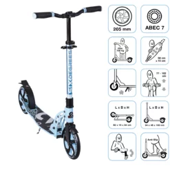 Six Degrees Aluminium Scooter 205 mm - Pastellblau ohne Testsieger Logo