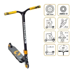 Six Degrees Aluminium Stuntscooter 100 mm – Schwarz-Kupferbraun