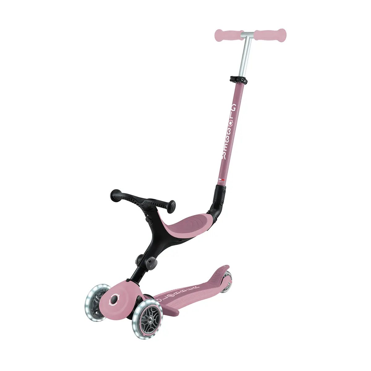 Globber 3-in-1 Roller Go-Up Active Lights Eco mit Leuchtrollen – Beere, 15M-9J