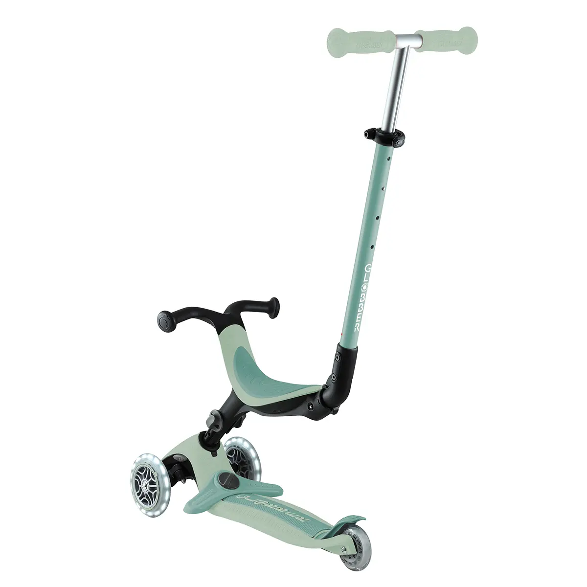 Globber 3-in-1 Roller Go-Up Active Lights Eco mit Leuchtrollen – Pistazie, 15M-9J