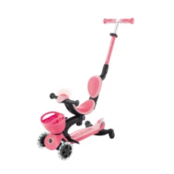 Globber 3-in-1 Roller Go-Up Baby Lights 360º mit Leuchtrollen – Coral Pink, 15M-9J
