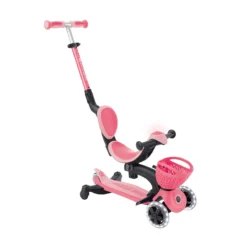 Globber 3-in-1 Roller Go-Up Baby Lights 360º mit Leuchtrollen – Coral Pink, 15M-9J