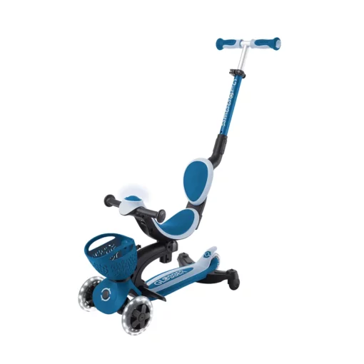 Globber 3-in-1 Roller Go-Up Baby Lights 360º mit Leuchtrollen – Petrol Blue, 15M-9J