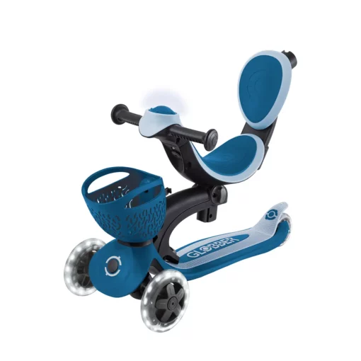 Globber 3-in-1 Roller Go-Up Baby Lights 360º mit Leuchtrollen – Petrol Blue, 15M-9J