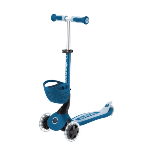 Globber 3-in-1 Roller Go-Up Baby Lights 360º mit Leuchtrollen – Petrol Blue, 15M-9J