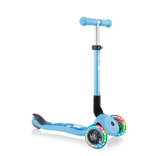 Globber Roller Junior Foldable Fantasy Lights mit Leuchtrollen – Pastellblau, 2-6 Jahre