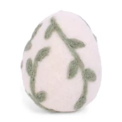 Gry & Sif Filz-Osterei „Big Egg / Leaves / Green“ H9cm