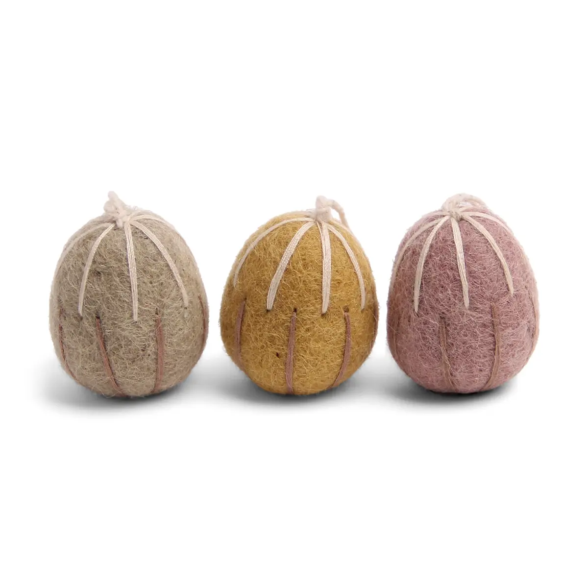 Gry & Sif Filz-Ostereier-Set „Embroidery Stripes“ H4cm