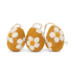 Gry & Sif Filz-Ostereier-Set „Yellow Flowers“ H4cm