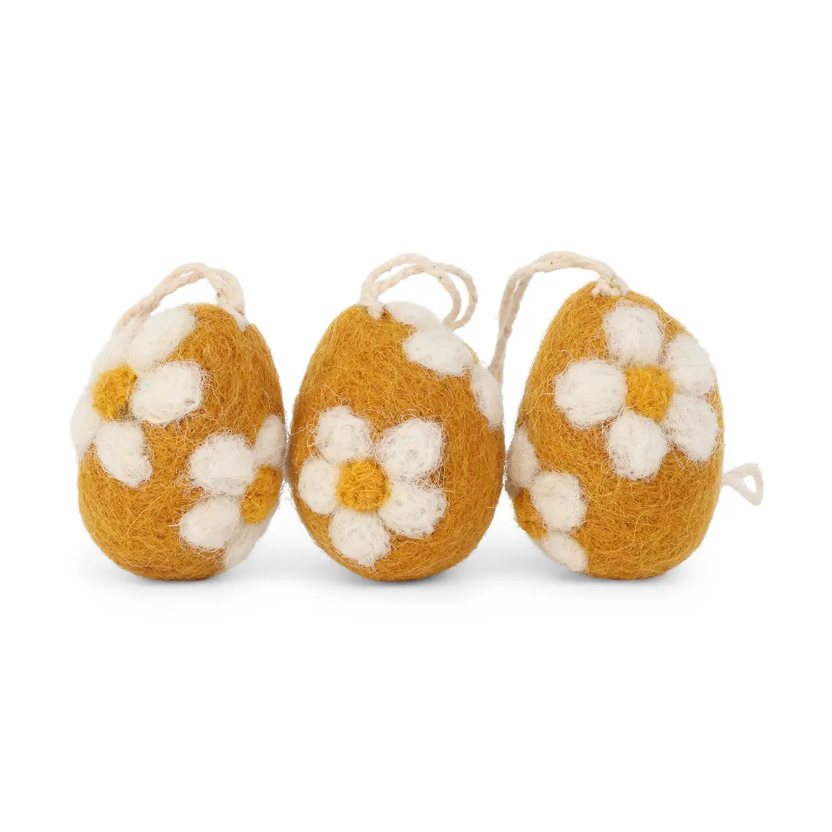Gry & Sif Filz-Ostereier-Set „Yellow Flowers“ H4cm