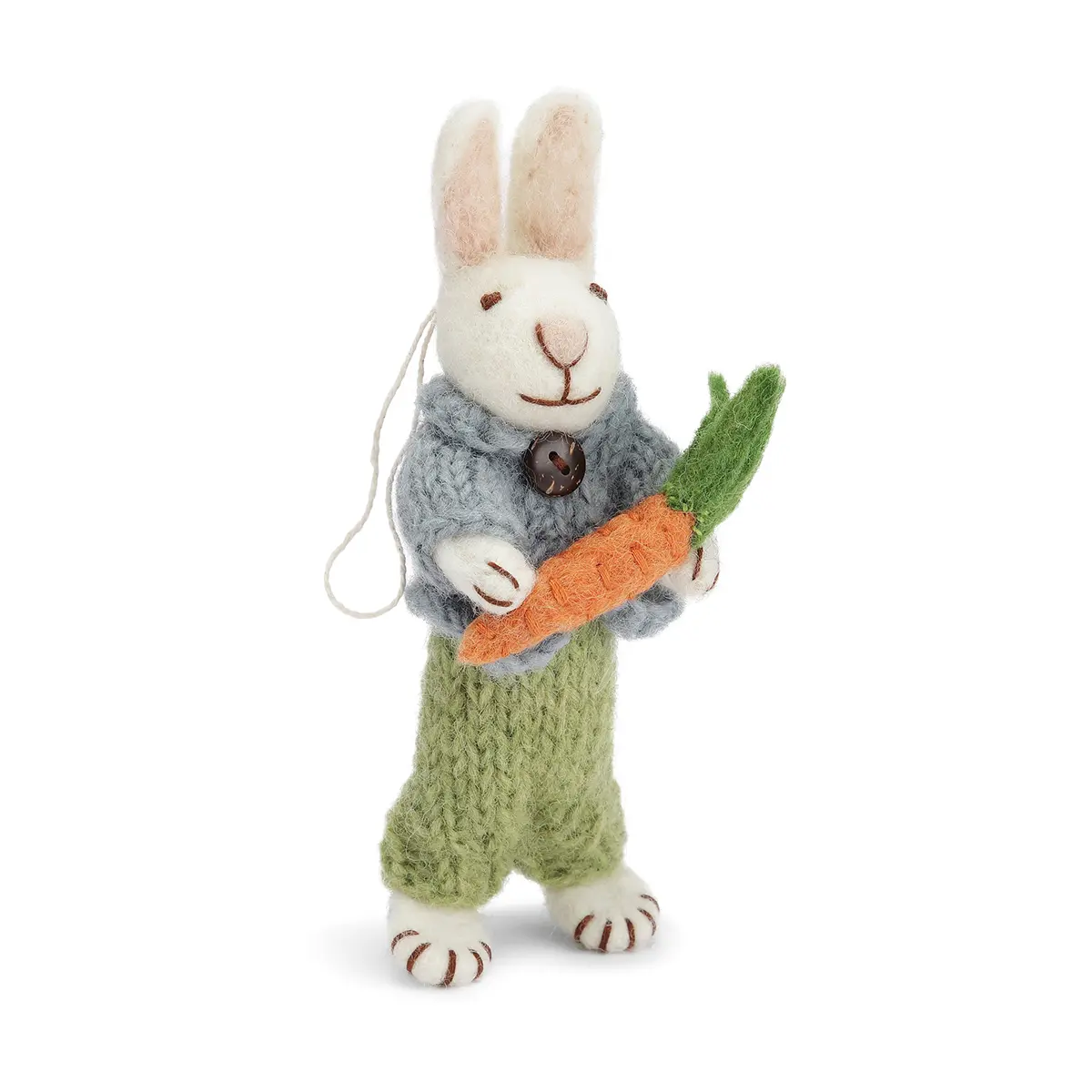Gry & Sif Hasenfamilie „weißer Hase mit Jacke, Hose und Karotten“ H14cm