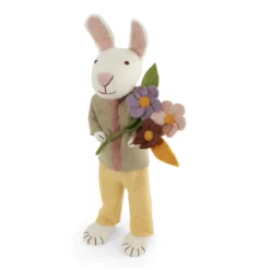 Gry & Sif Hasenfamilie „weißer Hase mit Krawatte und Blumenstrauß“ H60cm