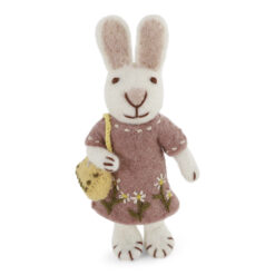 Gry & Sif Hasenfamilie „weißer Hase mit geblümten Kleid und Handtasche“ H13cm