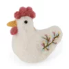 Gry & Sif Hühner „Rooster / Embroidery / White“ 7x6x3cm