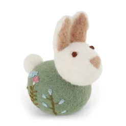 Gry & Sif Osterhase „Sitting Bunny / Flower Embroidery / Green“