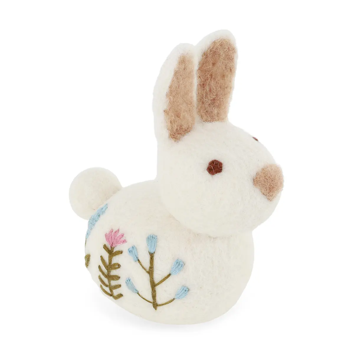Gry & Sif Osterhase „Sitting Bunny / Flower Embroidery / White“