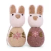 Gry & Sif Osterhasen-Set „Grey / Flower Embroidery Plum“ H7,5