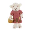 Gry & Sif Schaffamilie „weißes Schaf mit rotem Kleid und Osterkorb“ H11cm