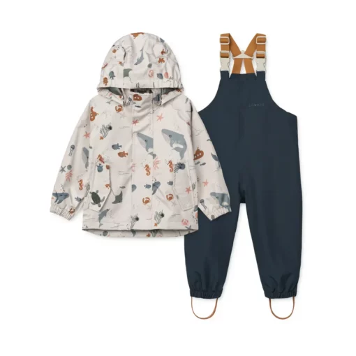 Liewood Softshell Regenbekleidungs-Set Manu „Sea creature / Sandy“