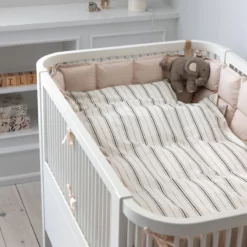 Sebra Baby-Bettwäsche „Cream stripe“, Perkal, 100x70cm / 45x40cm