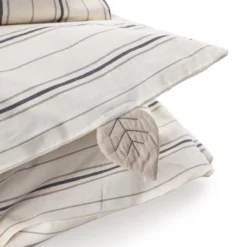 Sebra Junior-Bettwäsche „Cream stripe“, Perkal, 140x100cm / 45x40cm