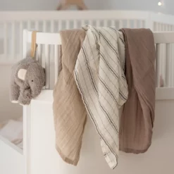 Sebra Spucktücher „Cream stripe, beige“, 3er Set