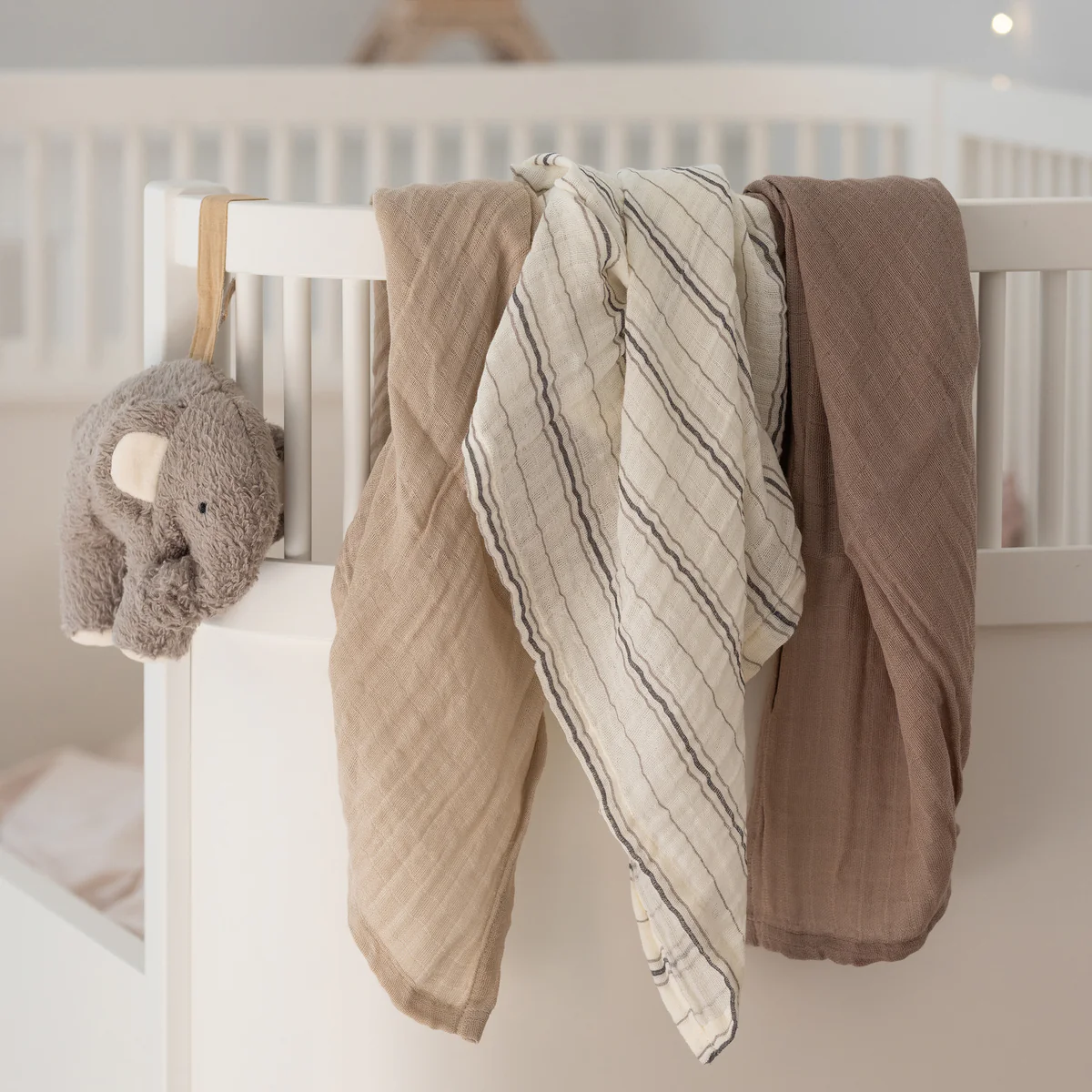 Sebra Spucktücher „Cream stripe, beige“, 3er Set