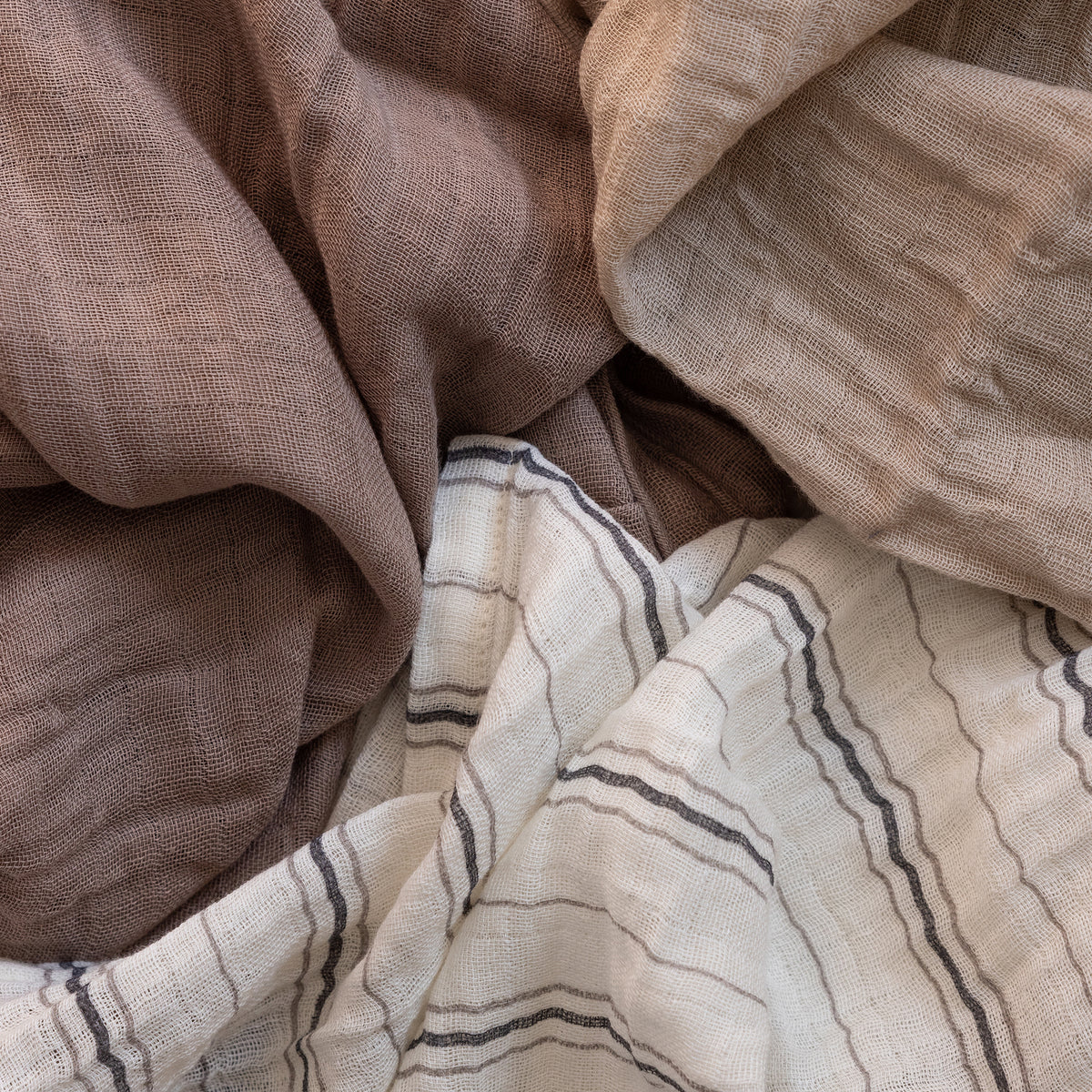 Sebra Spucktücher „Cream stripe, beige“, 3er Set