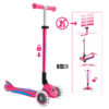 Globber Roller Primo Foldable Plus Lights mit Leuchtrollen – Fuchsia Pink-Hellblau, 3-9 Jahre