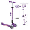 Globber Roller Primo Foldable Plus Lights mit Leuchtrollen – Lila-Pastellrosa, 3-9 Jahre