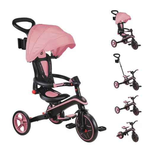 Globber Trike Explorer 4-in-1 – Rosa, faltbar, 10M-5J, mitwachsendes Dreirad