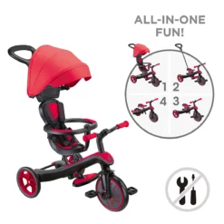 Globber Trike Explorer 4-in-1 – Rot, 10M-5J, mitwachsendes Dreirad (neue Version)