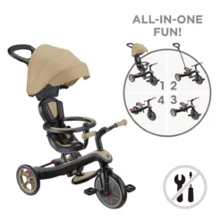 Globber Trike Explorer 4-in-1 – Sand, 10M-5J, mitwachsendes Dreirad (neue Version)