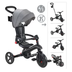 Globber Trike Explorer 4-in-1 – Schwarz-Grau, faltbar, 10M-5J, mitwachsendes Dreirad