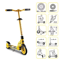 Six Degrees Aluminium Scooter 180/145 mm - Gelb