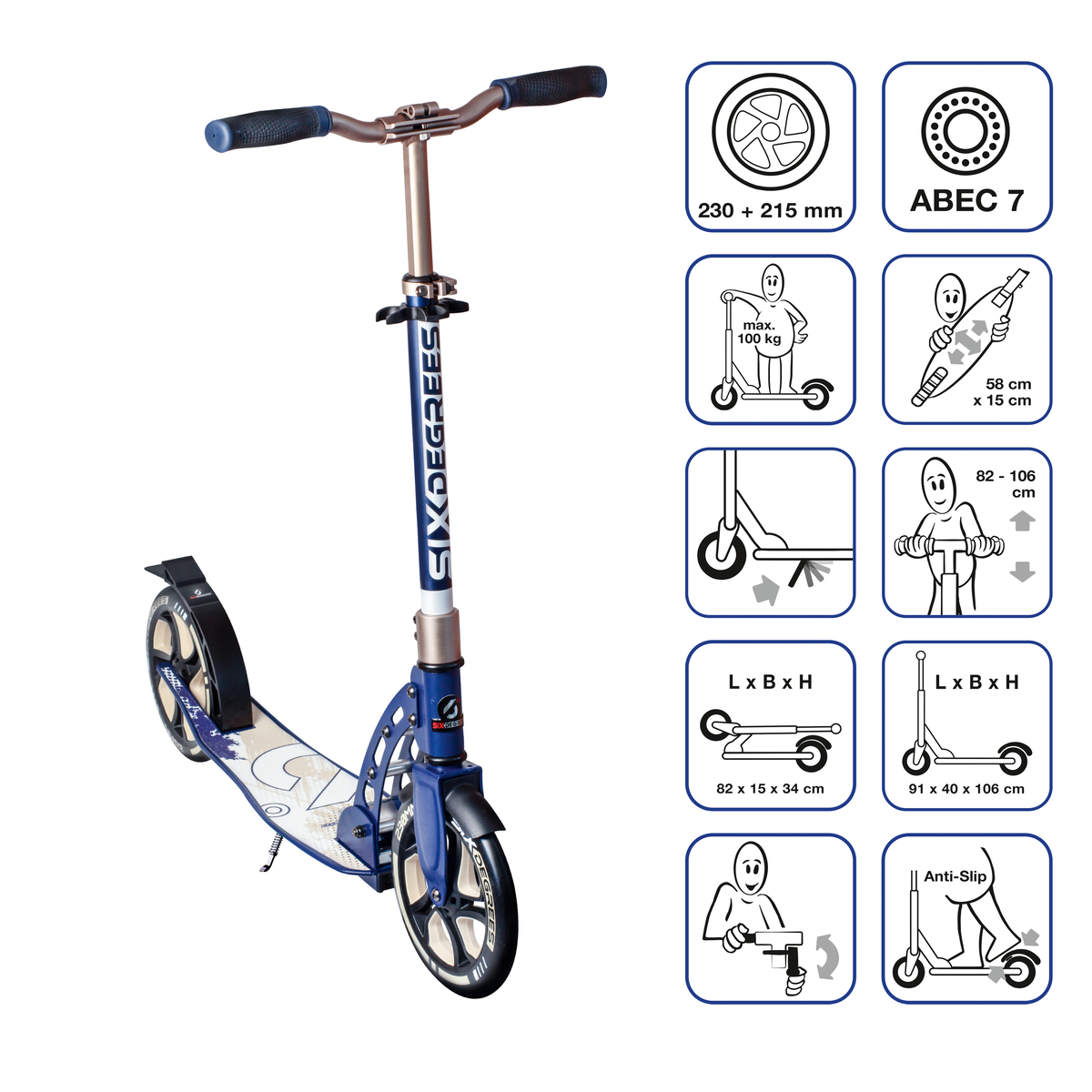 Six Degrees Aluminium Scooter 230/215 mm - Creme