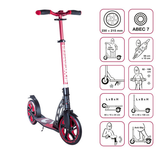 Six Degrees Aluminium Scooter 230/215 mm - Rot