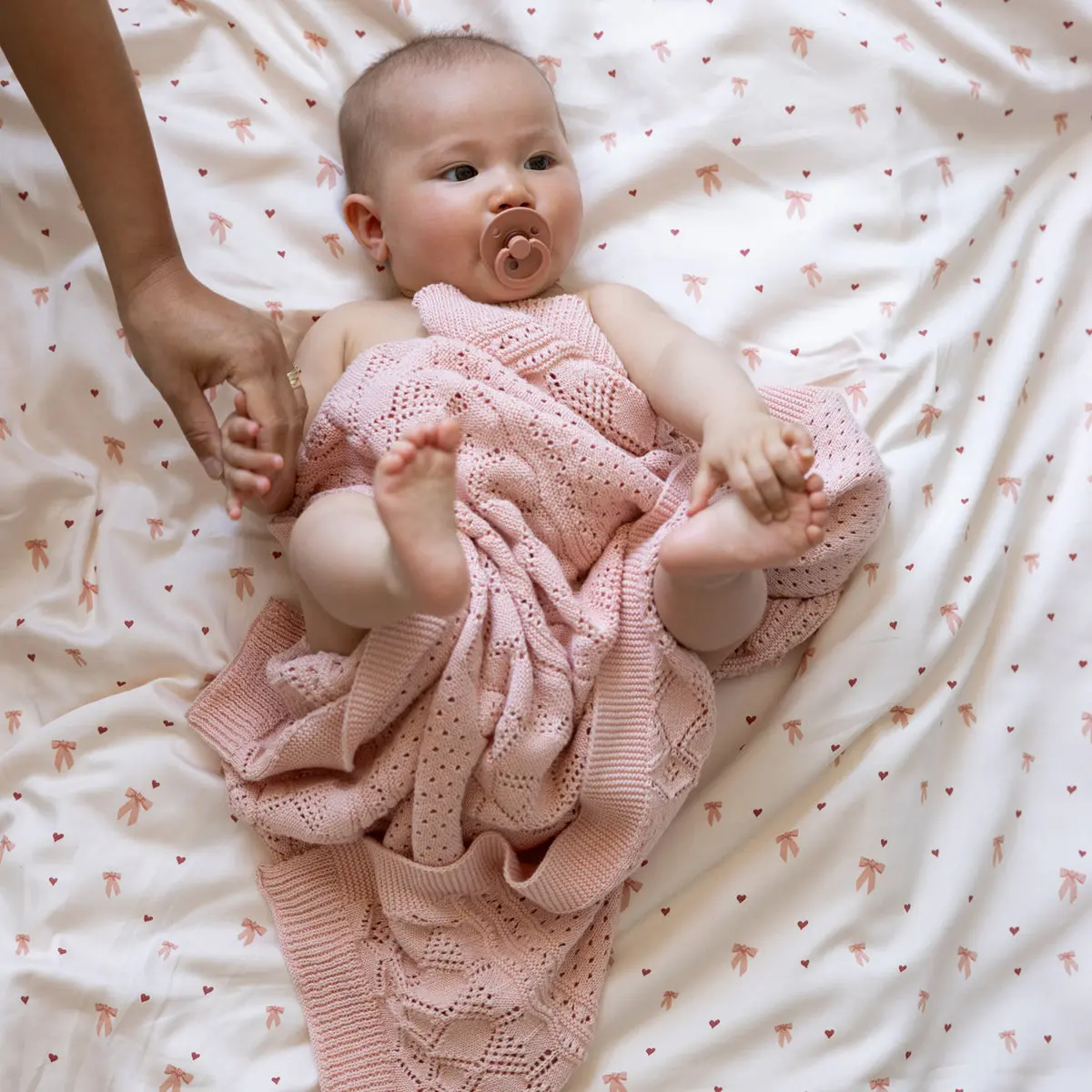 Cam Cam Pointelle Strick Babydecke „Sorbet“, GOTS, 80x100cm