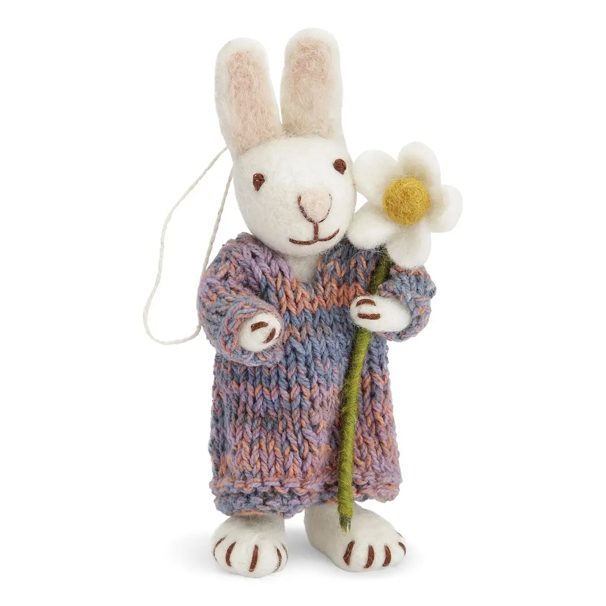 Gry & Sif Hasenfamilie „weißer Hase mit Kleid und Margerite“ H14cm