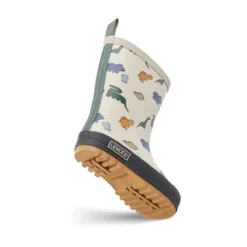 Liewood Mason Thermo-Regenstiefel „Dino : Nebelgrau“, Teddyfutter