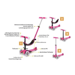 Micro Mobility mini2grow deluxe magic LED „pink“, 3-in-1