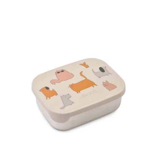 Liewood Arthur Lunchbox „Cats and Dogs / Sandy“, Edelstahl mit Silikon-Deckel