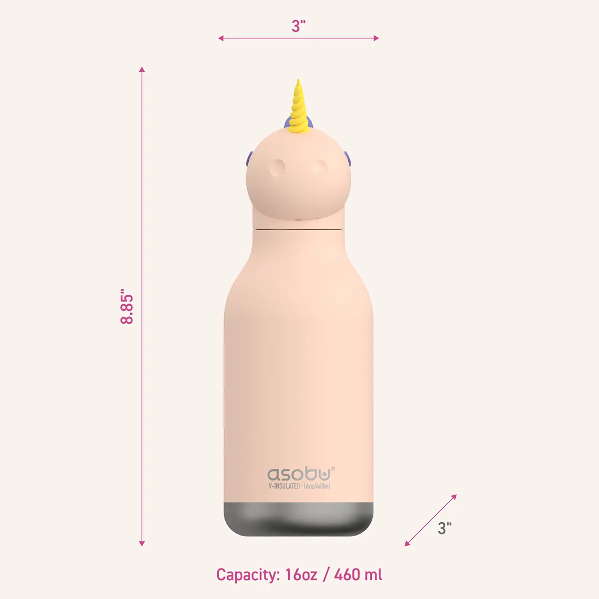 ASOBU Bestie Trinkflasche „Sparkle das Einhorn“, 460 ml