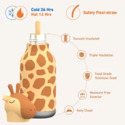 ASOBU Bestie Trinkflasche „Zippy die Giraffe“, 460 ml