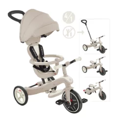 Globber Trike Explorer 4in1, ECO, kokos weiß, 10M-5J, mitwachsendes Dreirad