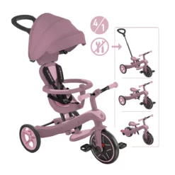 Globber Trike Explorer 4in1, ECO, beere, 10M-5J, mitwachsendes Dreirad
