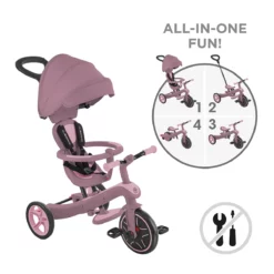 Globber Trike Explorer 4in1, ECO, beere, 10M-5J, mitwachsendes Dreirad